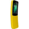 A close-up of the iconic curved screen of the Nokia 8110 4G phone.