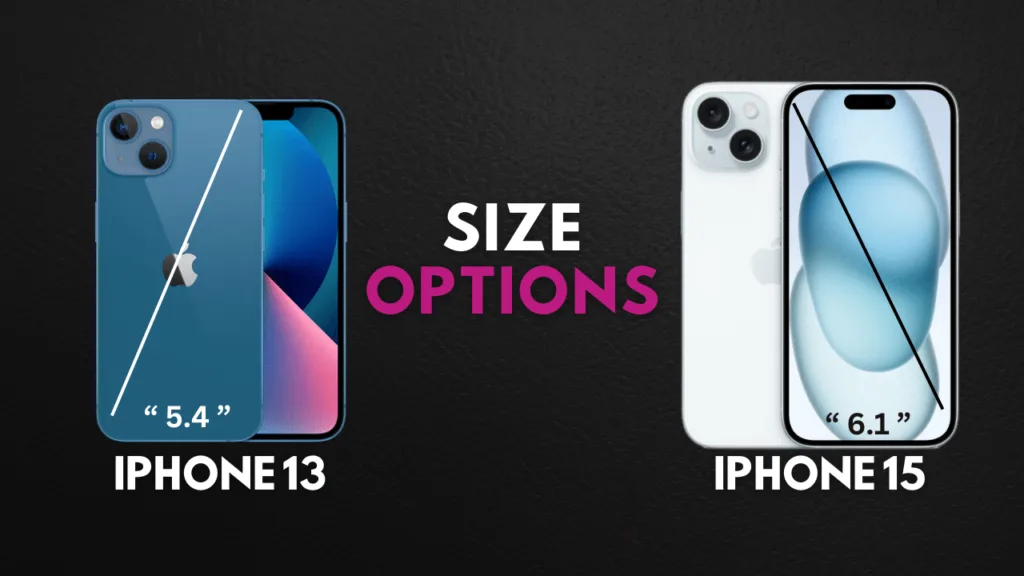 Size Options of iPhone 13 or iPhone 15
