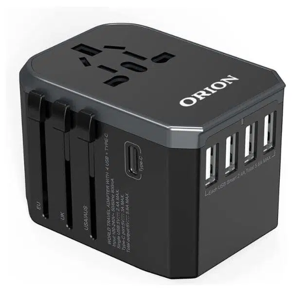 ORION Universal Travel Adapter Worldwide with 4 USB Ports 5.6 A Type C Fast Char