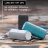 Waterproof, dustproof, and shockproof Sony SRS-XE200 Bluetooth speaker in blue.