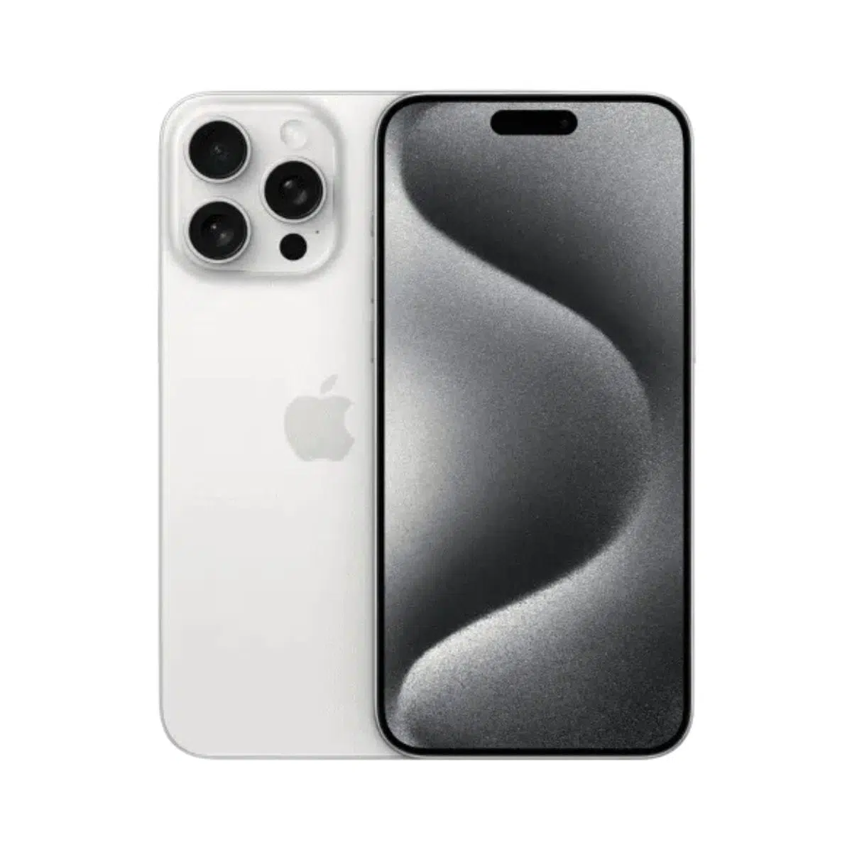 iPhone 15 Pro Max White Titanium Retina XDR display.