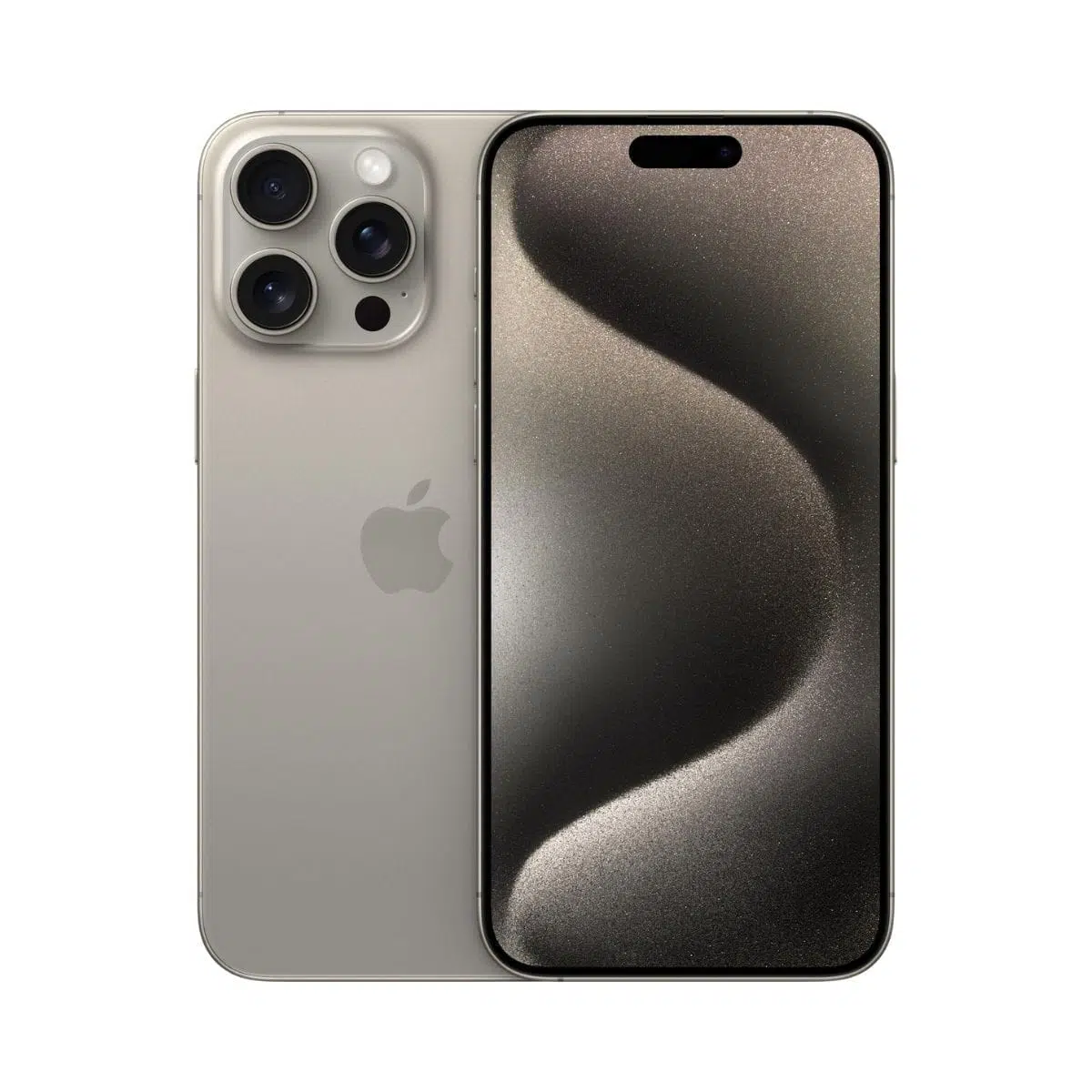 iPhone 15 Pro Max Natural Titanium Retina XDR display.