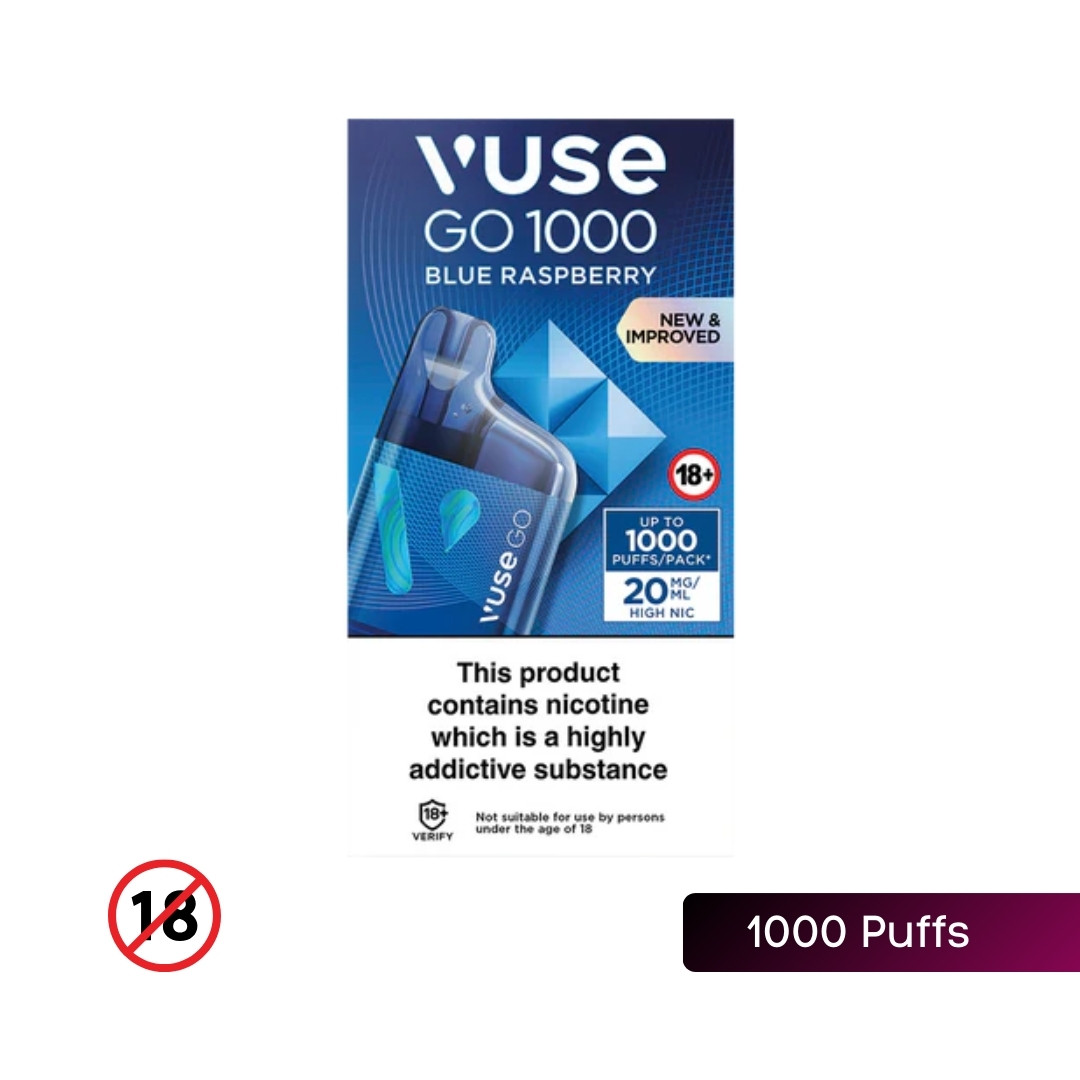 Vuse Go 1000 Box Disposable Vape in Blue Raspberry Flavor