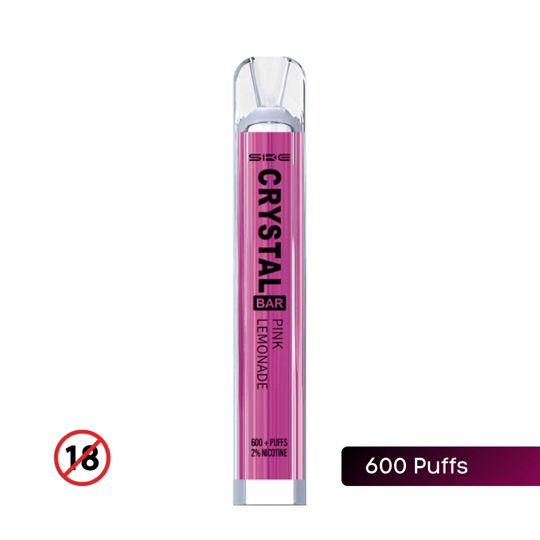 SKE Crystal Bar 600 Pink Lemonade flavor disposable vape.