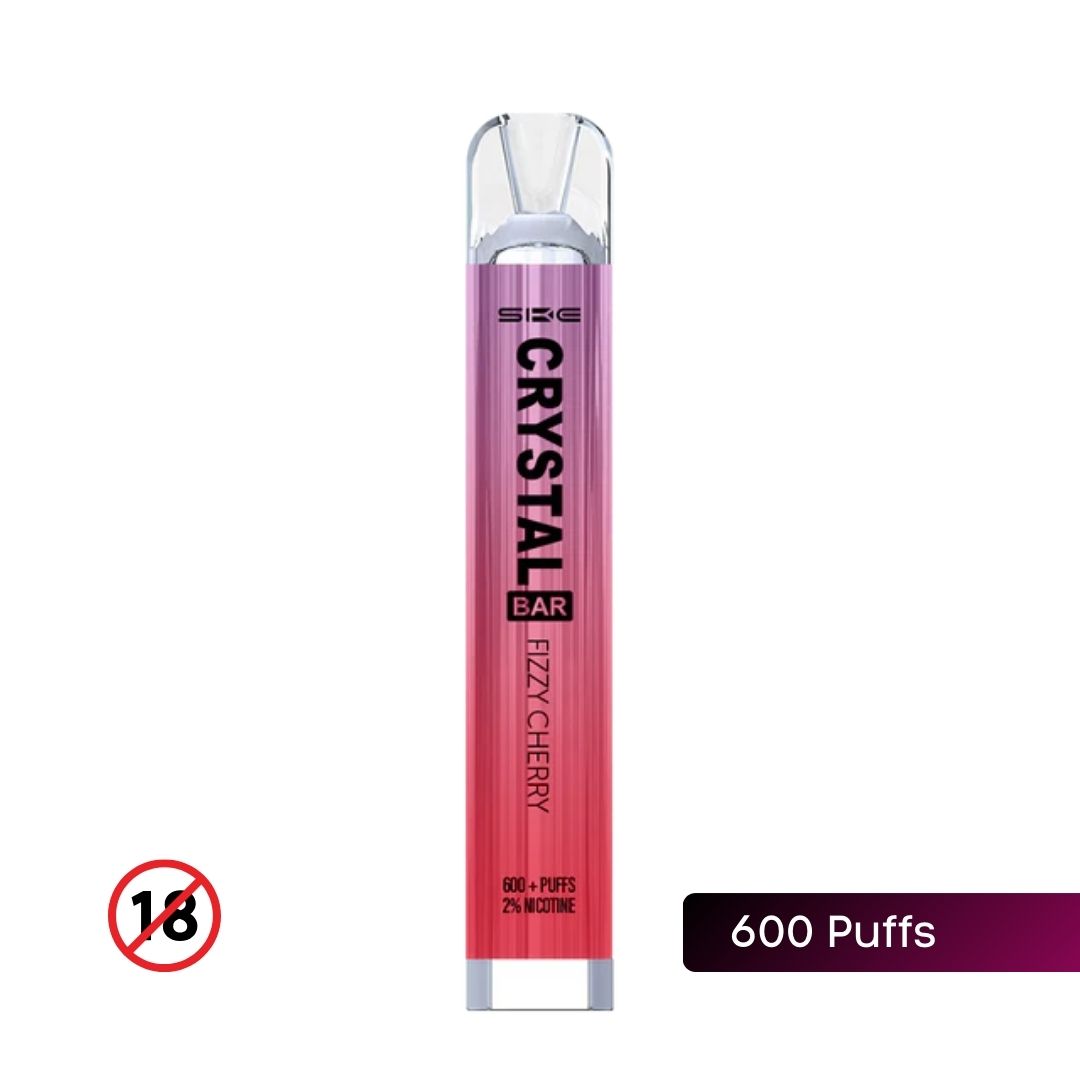 SKE Crystal Bar 600 Fizzy Cherry flavor disposable vape.