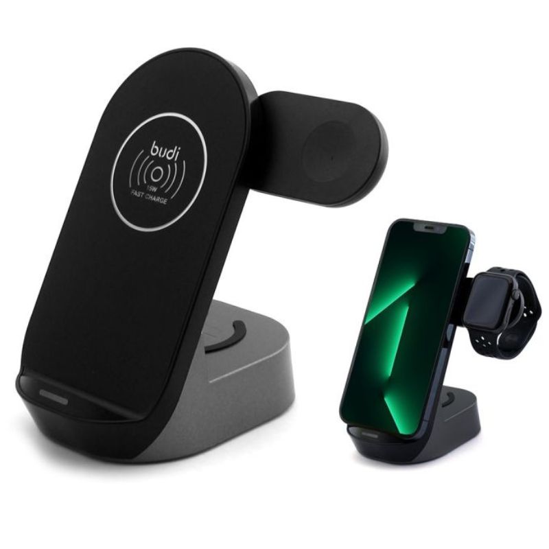 3 - in 1 BUDI 15W Wireless Charging Stand