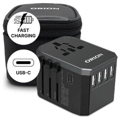 ORION Universal Travel Adapter Worldwide with 4 USB Ports 5.6 A Type C Fast Char