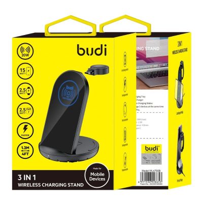 BUDI 15W Wireless Charging Stand - 3 in 1